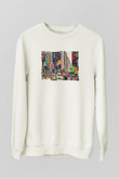 Times Square Beyaz Unisex Sweatshirt