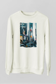 Times Square Beyaz Unisex Sweatshirt