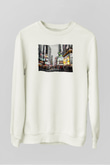 Times Square Beyaz Unisex Sweatshirt