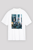 Times Square Beyaz Unisex Tişört T-Shirt - TişörtFabrikası