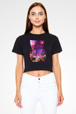 Times Square Siyah  Crop Top Tişört