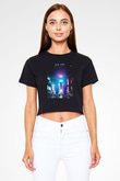 Times Square Siyah  Crop Top Tişört