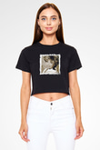 Tine Turner Baskılı Crop Top Siyah Kadın Tişört