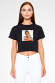 Tine Turner Baskılı Crop Top Siyah Kadın Tişört