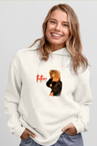 Tine Turner Baskılı Unisex Beyaz Kapüşonlu Sweatshirt