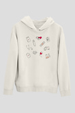 Tıp Bayramı Baskılı Beyaz Unisex Kapüşonlu Sweatshirt