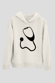 Tıp Bayramı Baskılı Beyaz Unisex Kapüşonlu Sweatshirt