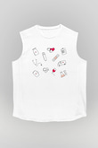 Tıp Bayramı Baskılı Beyaz Unisex Kolsuz Tişört - Tshirt