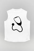 Tıp Bayramı Baskılı Beyaz Unisex Kolsuz Tişört - Tshirt