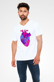 Tıp Bayramı Baskılı Beyaz Unisex V Yaka Tişört - Tshirt