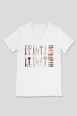 Tıp Bayramı Baskılı Beyaz Unisex V Yaka Tişört - Tshirt