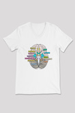 Tıp Bayramı Baskılı Beyaz Unisex V Yaka Tişört - Tshirt