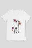 Tıp Bayramı Baskılı Beyaz Unisex V Yaka Tişört - Tshirt