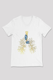 Tıp Bayramı Baskılı Beyaz Unisex V Yaka Tişört - Tshirt