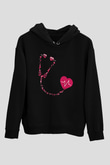 Tıp Bayramı Baskılı Unisex Siyah Hoodie
