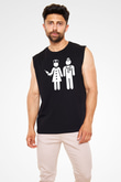 Tıp Bayramı Baskılı Unisex Siyah Kolsuz Tişört - Tshirt