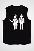 Tıp Bayramı Baskılı Unisex Siyah Kolsuz Tişört - Tshirt