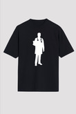 Tıp Bayramı Baskılı Unisex Siyah Oversize Tişört - Tshirt