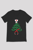 Tıp Bayramı Baskılı Unisex Siyah V Yaka Tişört - Tshirt