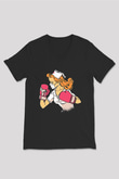 Tıp Bayramı Baskılı Unisex Siyah V Yaka Tişört - Tshirt