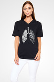 Tıp Bayramı Baskılı Unisex Siyah V Yaka Tişört - Tshirt