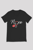 Tıp Bayramı Baskılı Unisex Siyah V Yaka Tişört - Tshirt