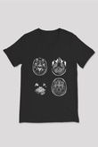 Tıp Bayramı Baskılı Unisex Siyah V Yaka Tişört - Tshirt