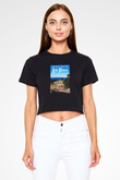 Titikaka Gölü Siyah Crop Top Tişört