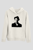 Tom Waits Baskılı Beyaz Unisex Kapüşonlu Sweatshirt