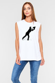 Tom Waits Baskılı Beyaz Unisex Kolsuz Tişört - Tshirt