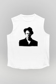 Tom Waits Baskılı Beyaz Unisex Kolsuz Tişört - Tshirt