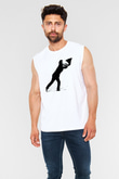 Tom Waits Baskılı Beyaz Unisex Kolsuz Tişört - Tshirt