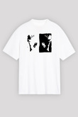 Tom Waits Baskılı Beyaz Unisex Oversize Tişört - Tshirt