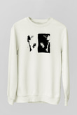 Tom Waits Baskılı Beyaz Unisex Sweatshirt