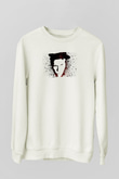 Tom Waits Baskılı Beyaz Unisex Sweatshirt
