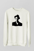 Tom Waits Baskılı Beyaz Unisex Sweatshirt
