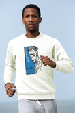 Tom Waits Baskılı Beyaz Unisex Sweatshirt