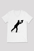 Tom Waits Baskılı Beyaz Unisex V Yaka Tişört - Tshirt
