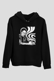 Tom Waits Baskılı Unisex Siyah Kapüşonlu Sweatshirt