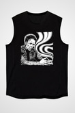 Tom Waits Baskılı Unisex Siyah Kolsuz Tişört - Tshirt