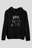 Tortorum Baskılı Unisex Siyah Kapüşonlu Sweatshirt