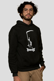 Tortorum Baskılı Unisex Siyah Kapüşonlu Sweatshirt