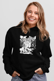 Total Chaos Baskılı Unisex Siyah Kapüşonlu Sweatshirt