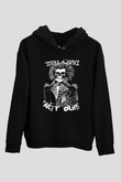 Total Chaos Baskılı Unisex Siyah Kapüşonlu Sweatshirt