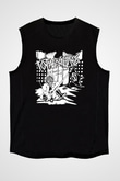 Total Chaos Baskılı Unisex Siyah Kolsuz Tişört - Tshirt