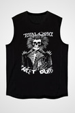 Total Chaos Baskılı Unisex Siyah Kolsuz Tişört - Tshirt