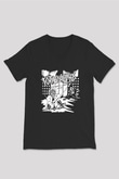 Total Chaos Baskılı Unisex Siyah V Yaka Tişört - Tshirt