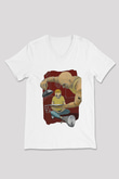 Trainspotting Baskılı Beyaz Unisex V Yaka Tişört - Tshirt