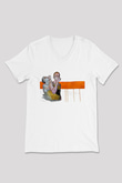 Trainspotting Baskılı Beyaz Unisex V Yaka Tişört - Tshirt