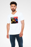 Transformers Beyaz Unisex  V Yaka Tişört